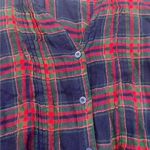 One Femme Plaid Button-Up Tunic W/ Waist Belt Size Med-large Pre-Owned - Picture 12 of 14